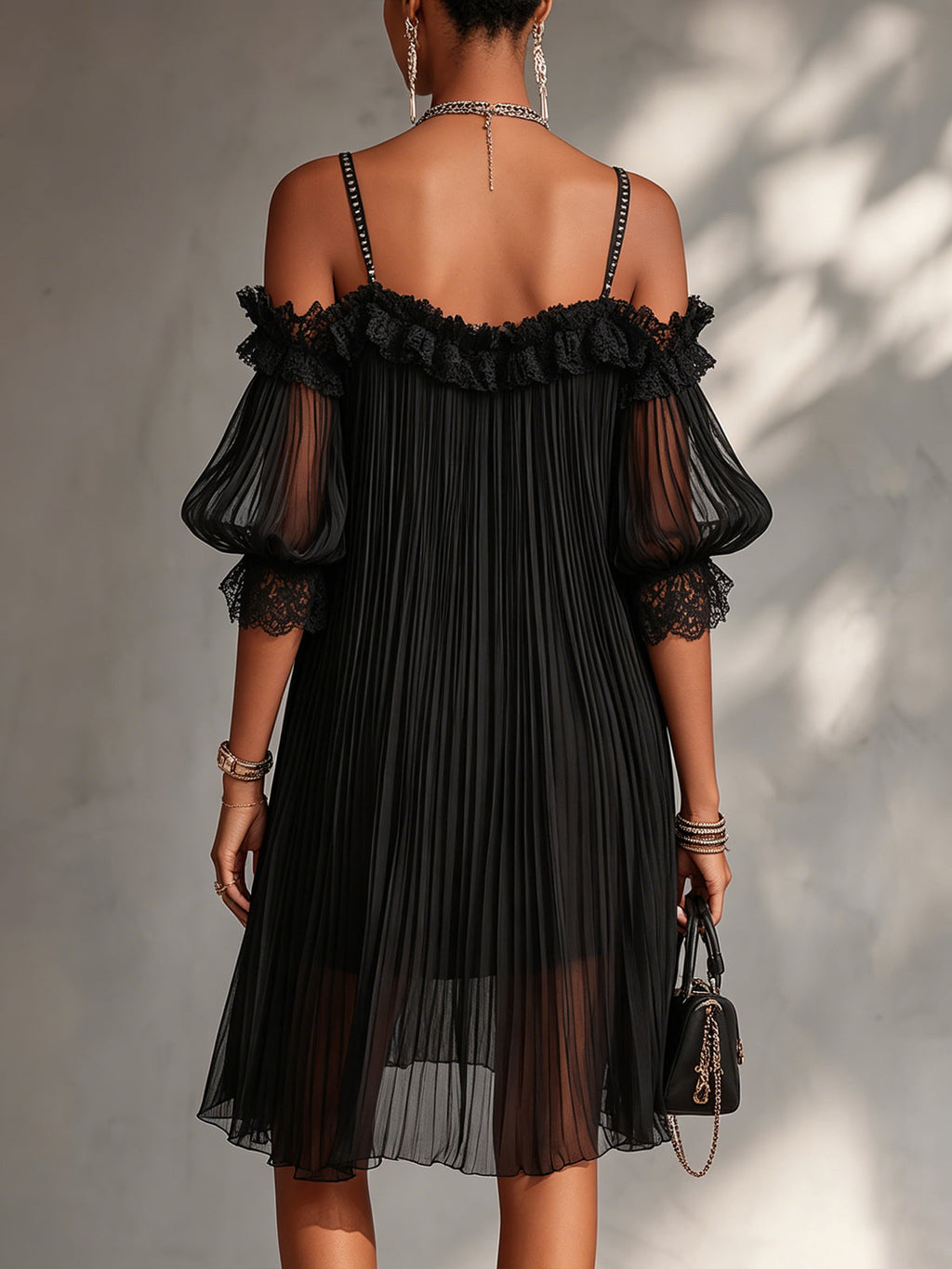 Lorena | Minivestido negro de muselina