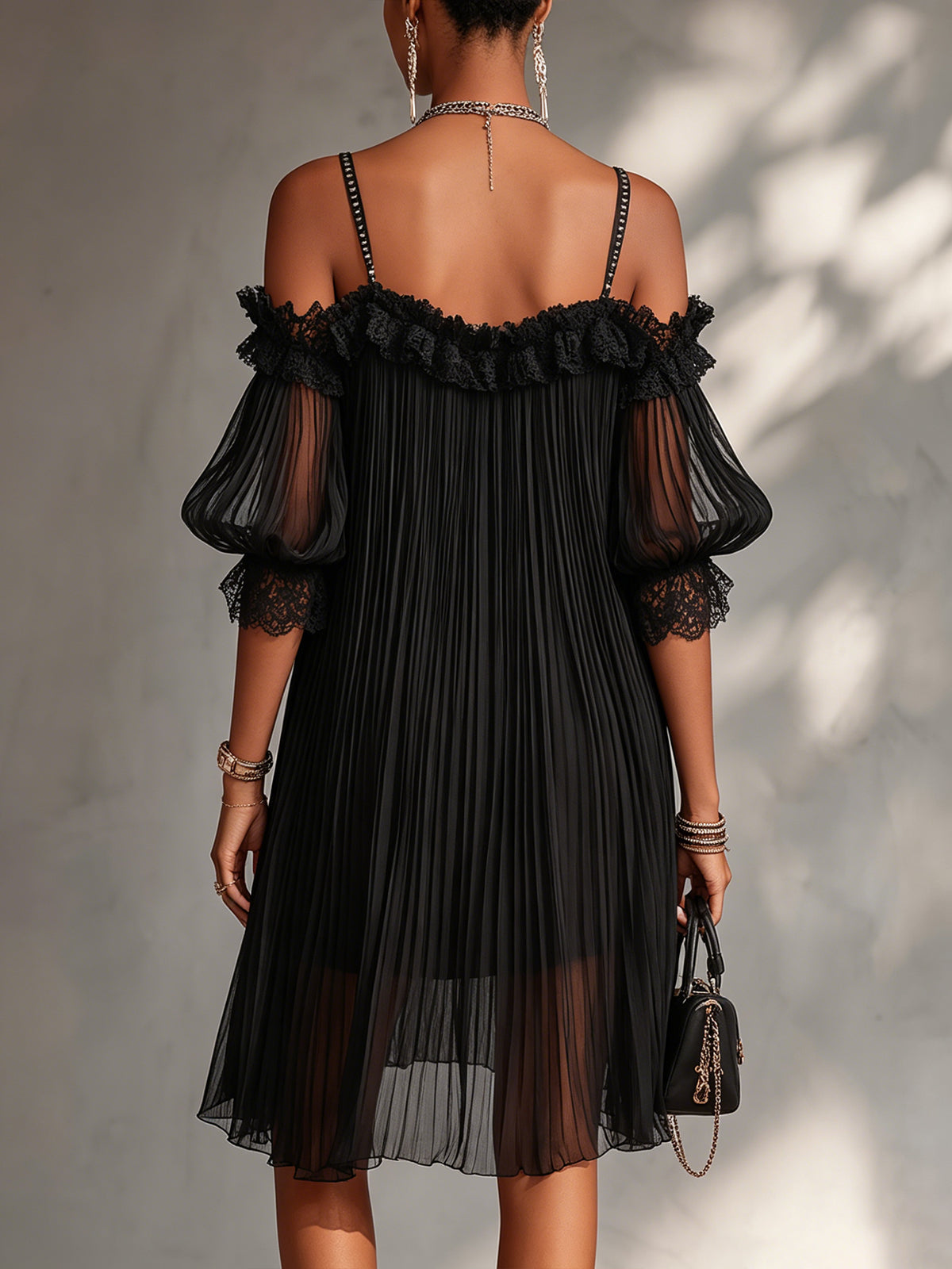 Lorena | Minivestido negro de muselina