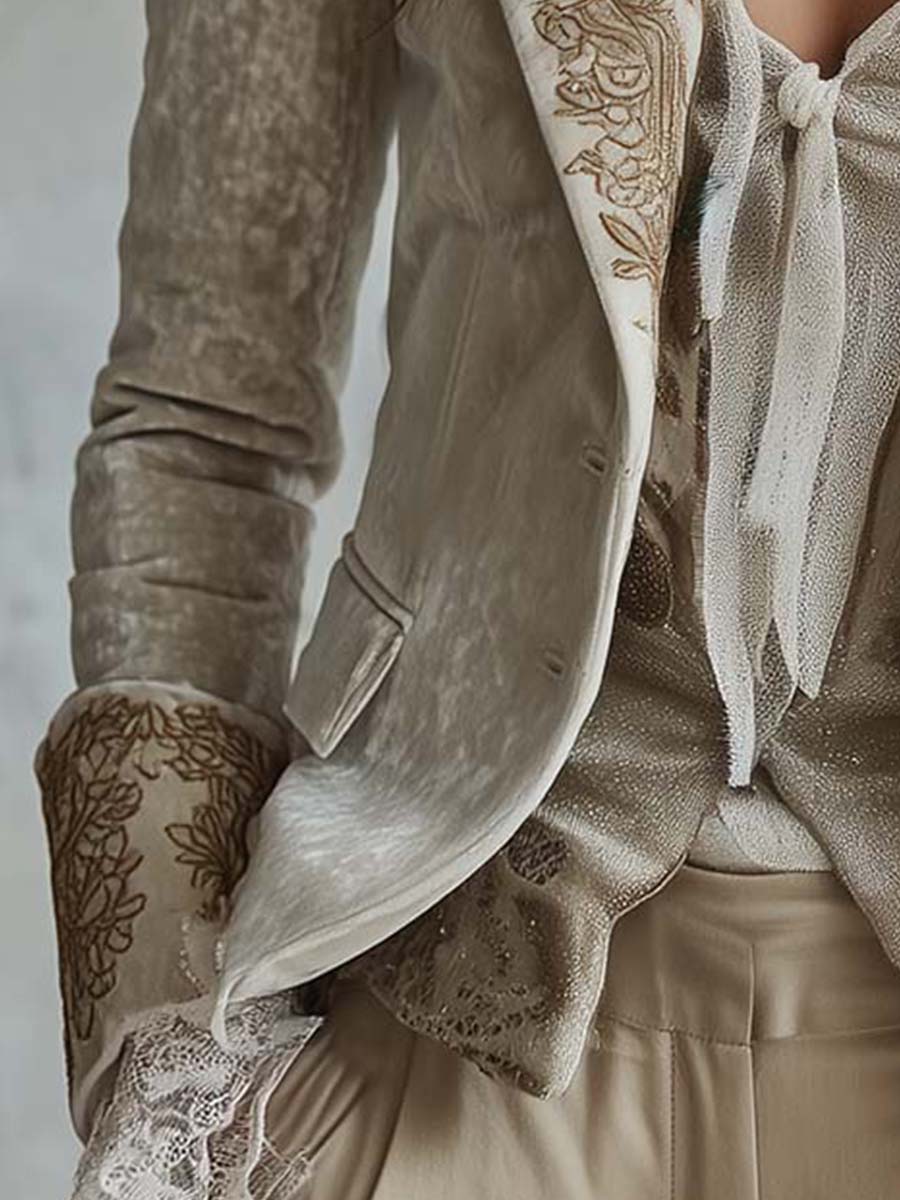 Aurora | Blazer sastre marfil bordado