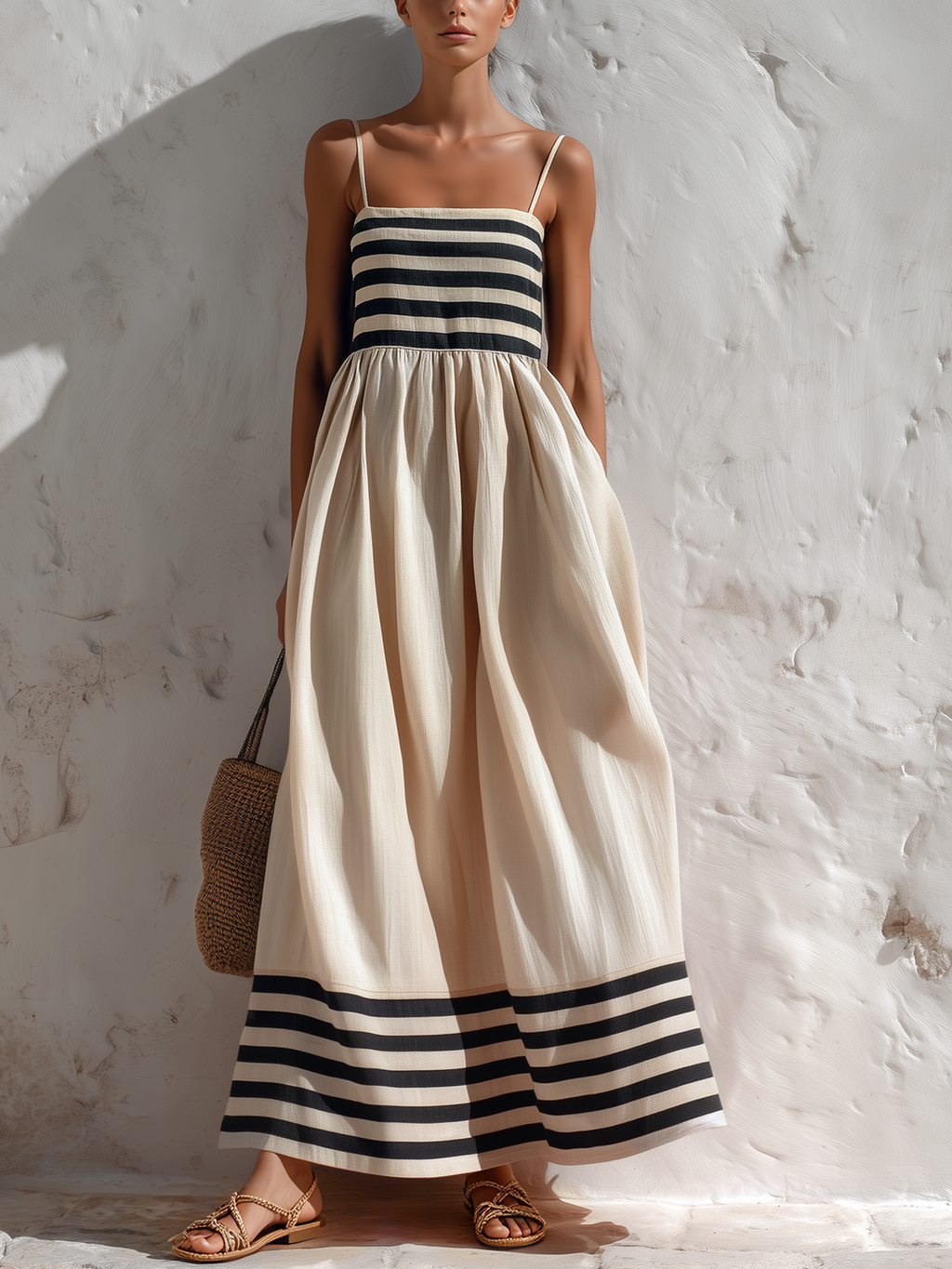 Noelia | Vestido maxi bicolor con tirantes finos