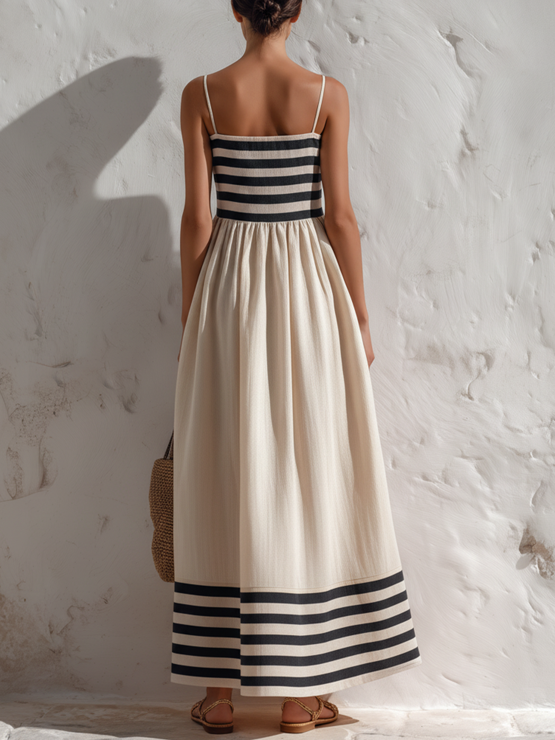 Noelia | Vestido maxi bicolor con tirantes finos