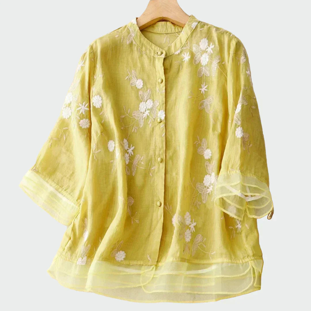 Zoe - Camisa bordada fina