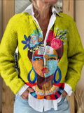 Freda | Cárdigan con Retrato Estilo Óleo