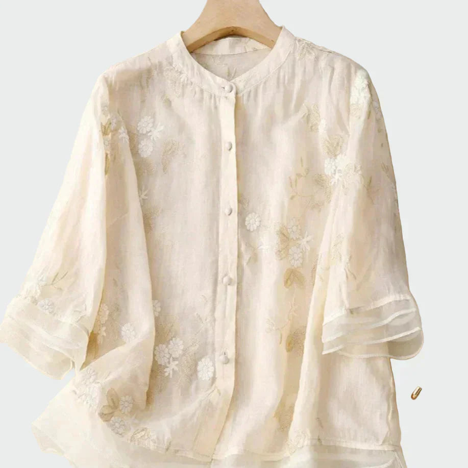 Zoe - Camisa bordada fina