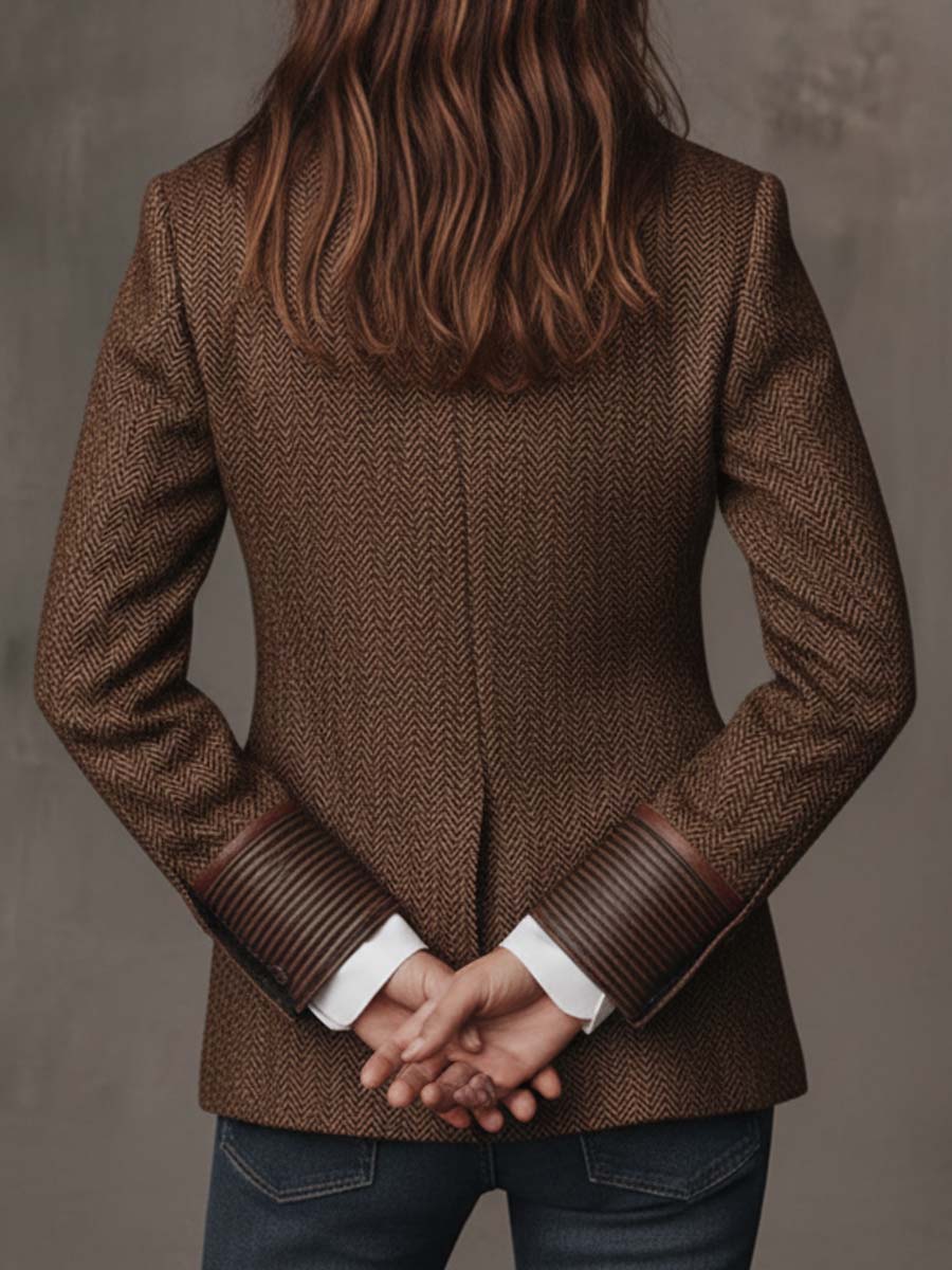 Renata | Blazer de espiguilla con paneles estampados