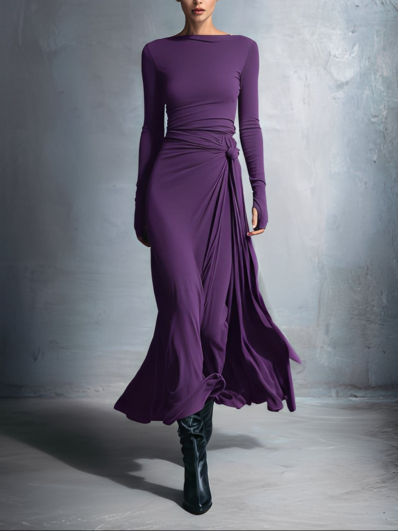 Maia | Vestido Largo Fluido con Drapeado en la Cintura