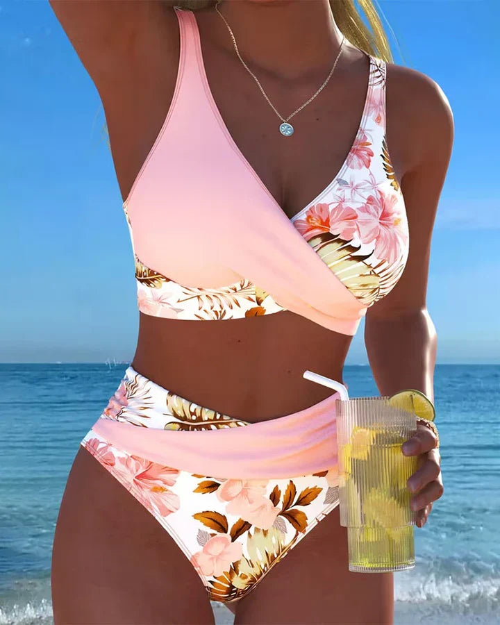 Angelina | Bikini floral reductor en contraste