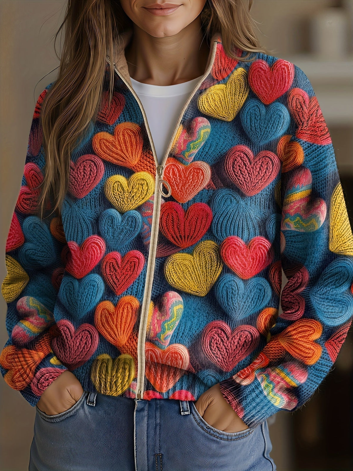 Valentina | Cárdigan de Corazones Multicolor