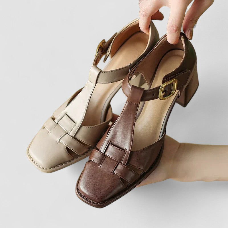 Scarlett | Sandalias T-Strap cómodas con tacón de bloque