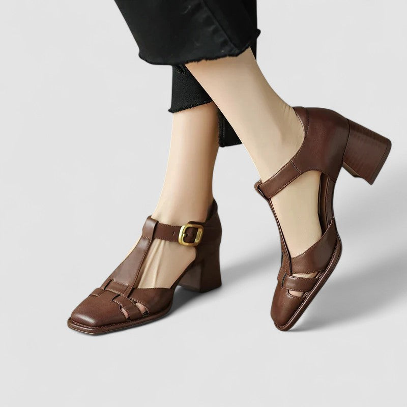 Scarlett | Sandalias T-Strap cómodas con tacón de bloque
