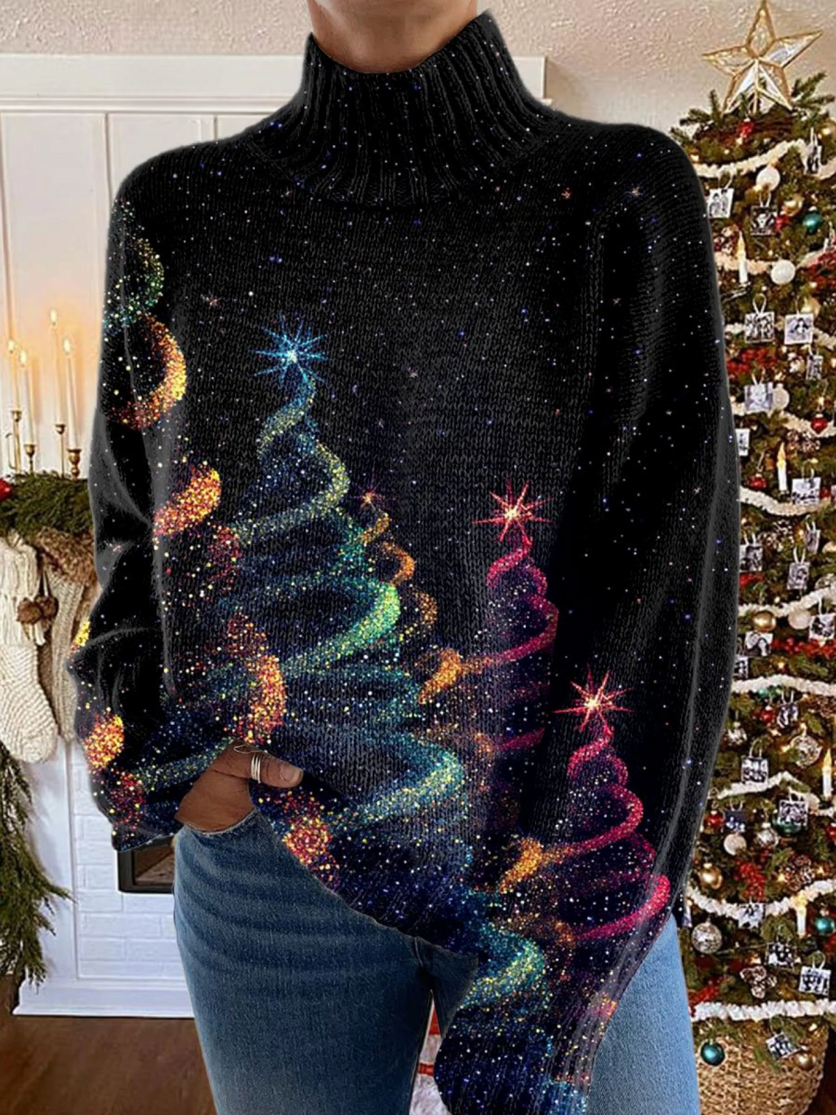 Olivia | Suéter navideño con árbol brillante