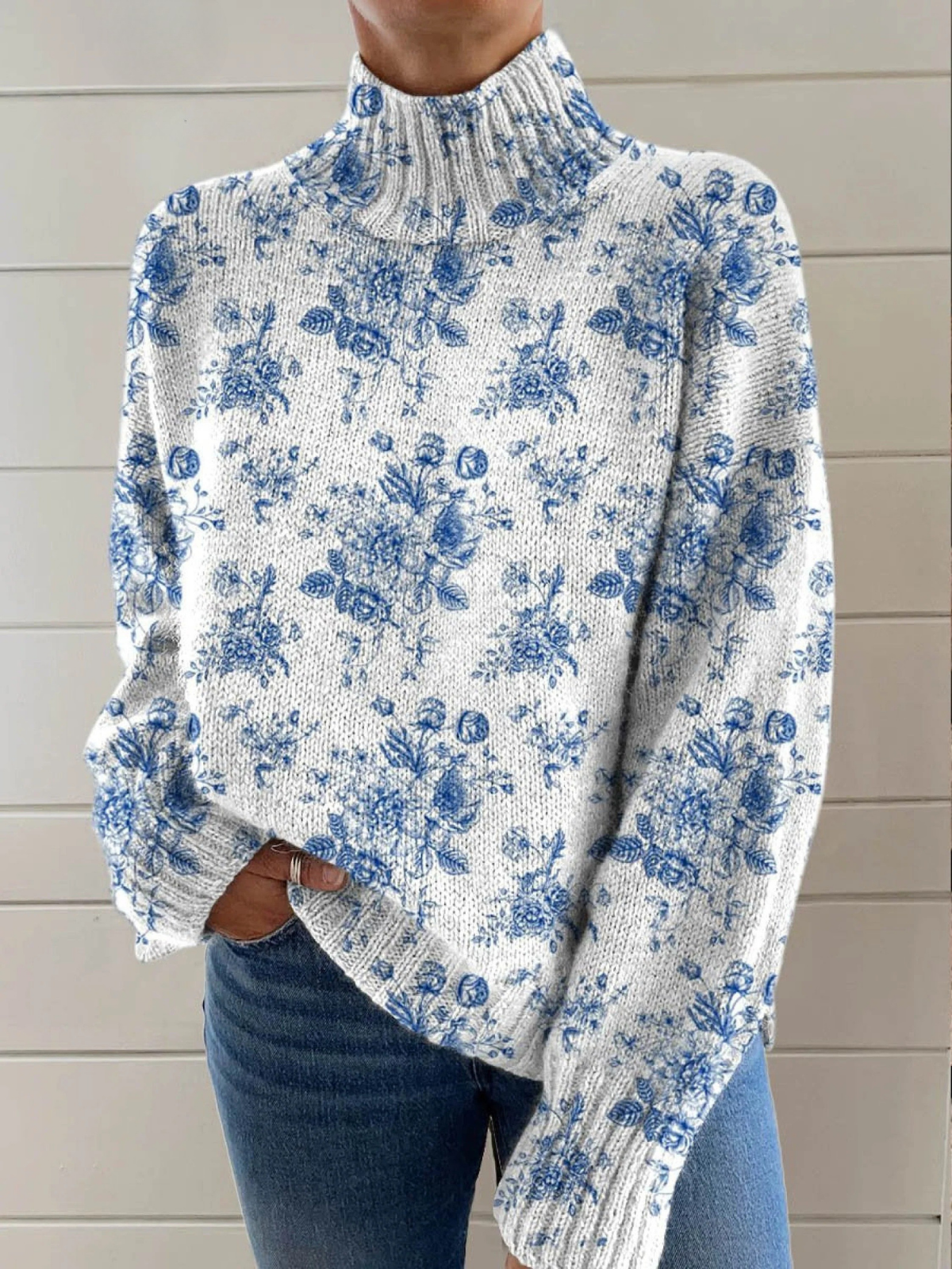 Rubí | Suéter de flores de cuello alto