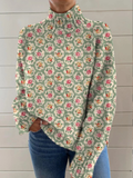 Clara | Suéter floral de cuello alto