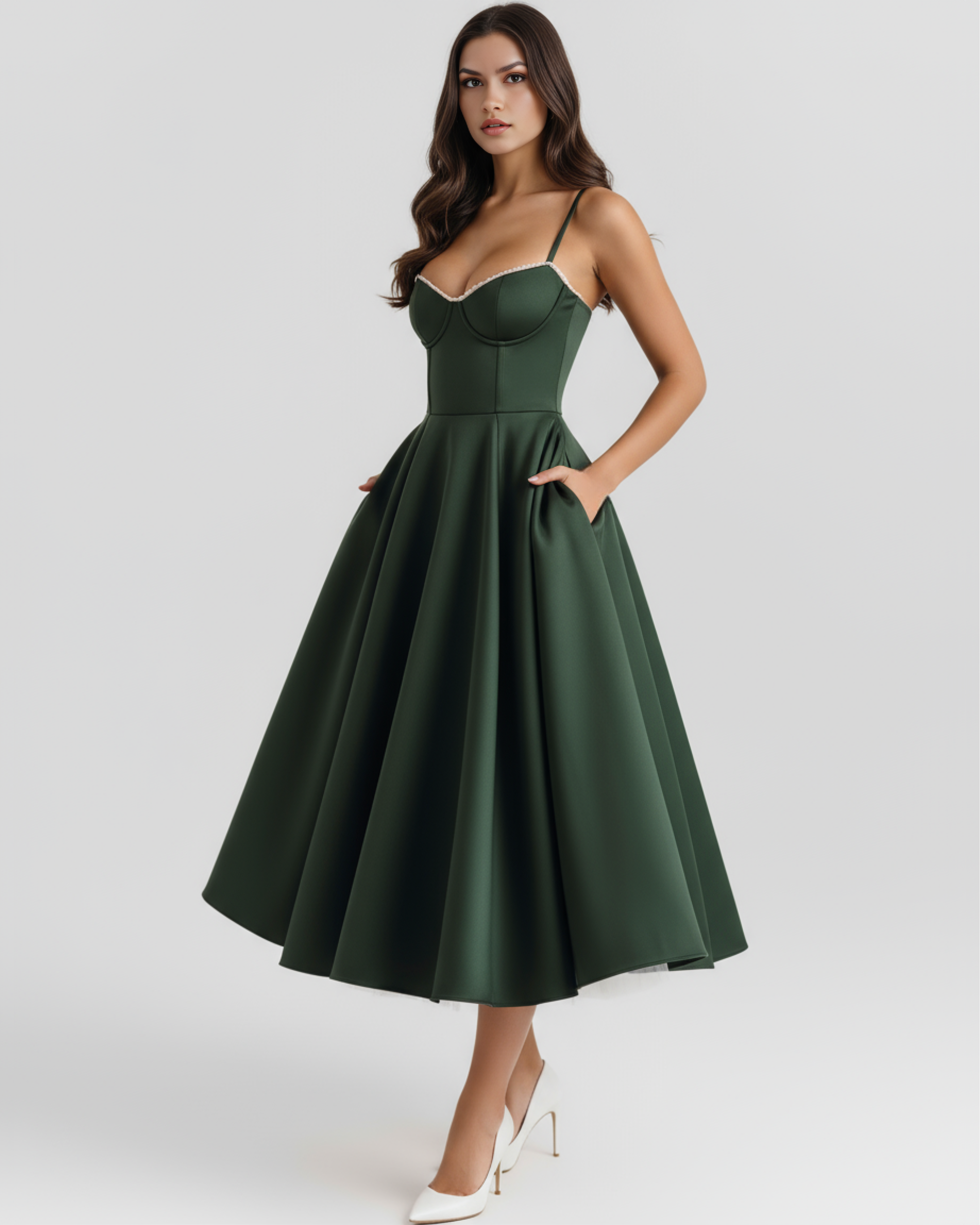 Vestido Selene™ | Verde bosque con tul en capas