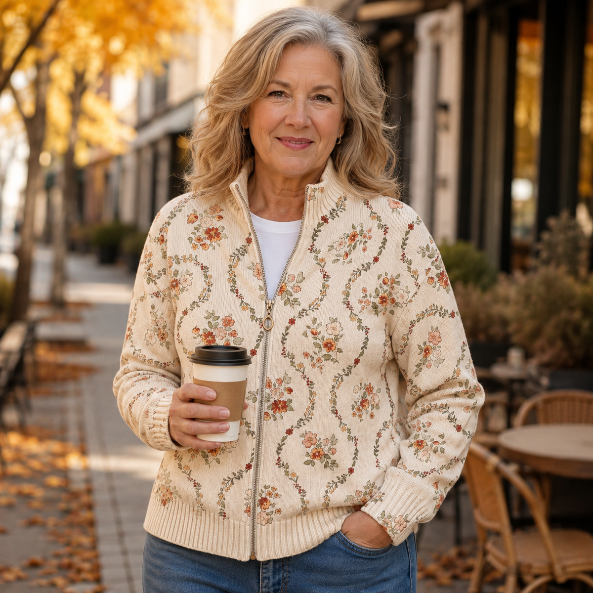 Perséfone | Cárdigan Enredadera Floral Crema