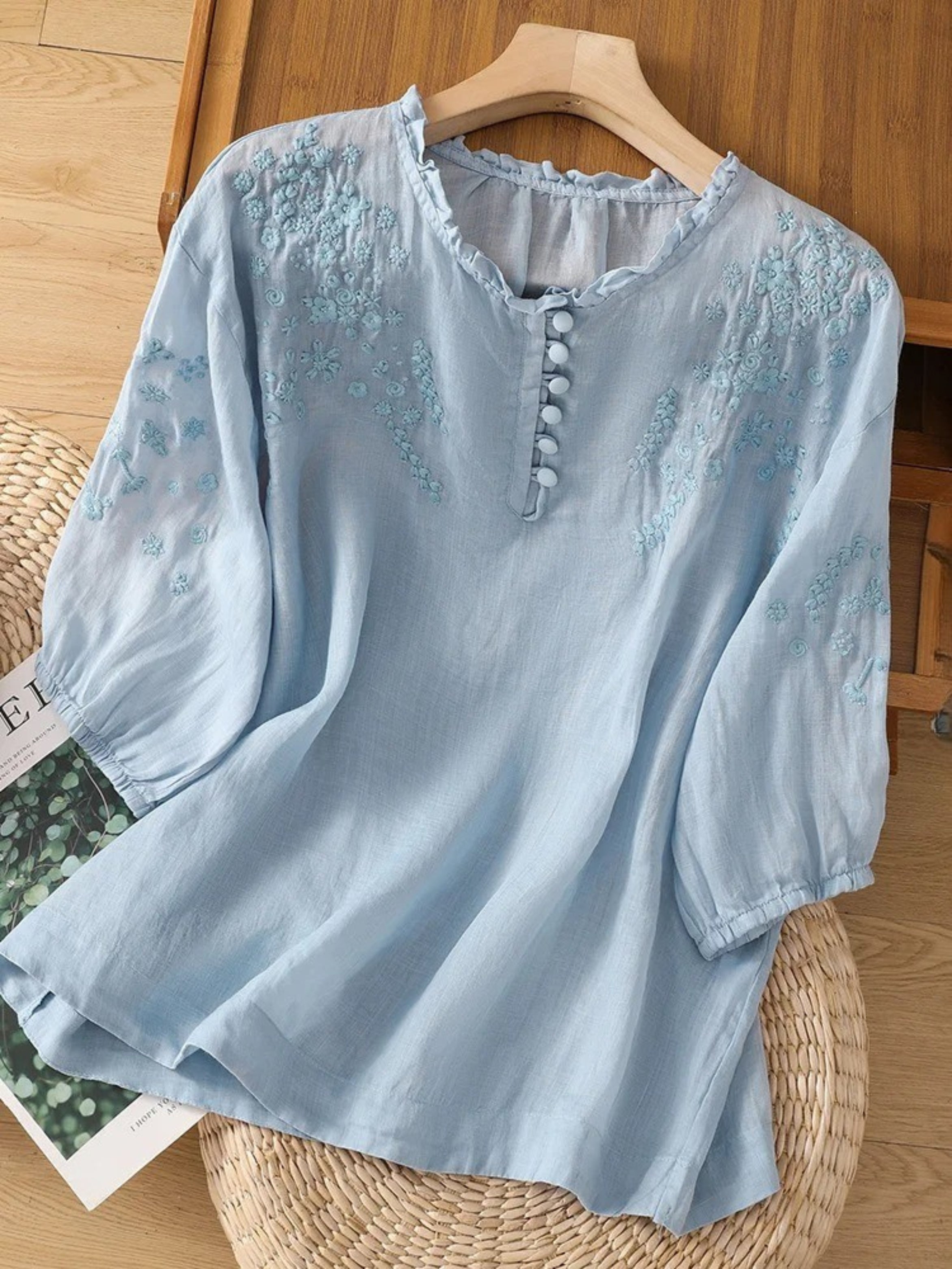 Cassiana - Blusa de algodón y lino