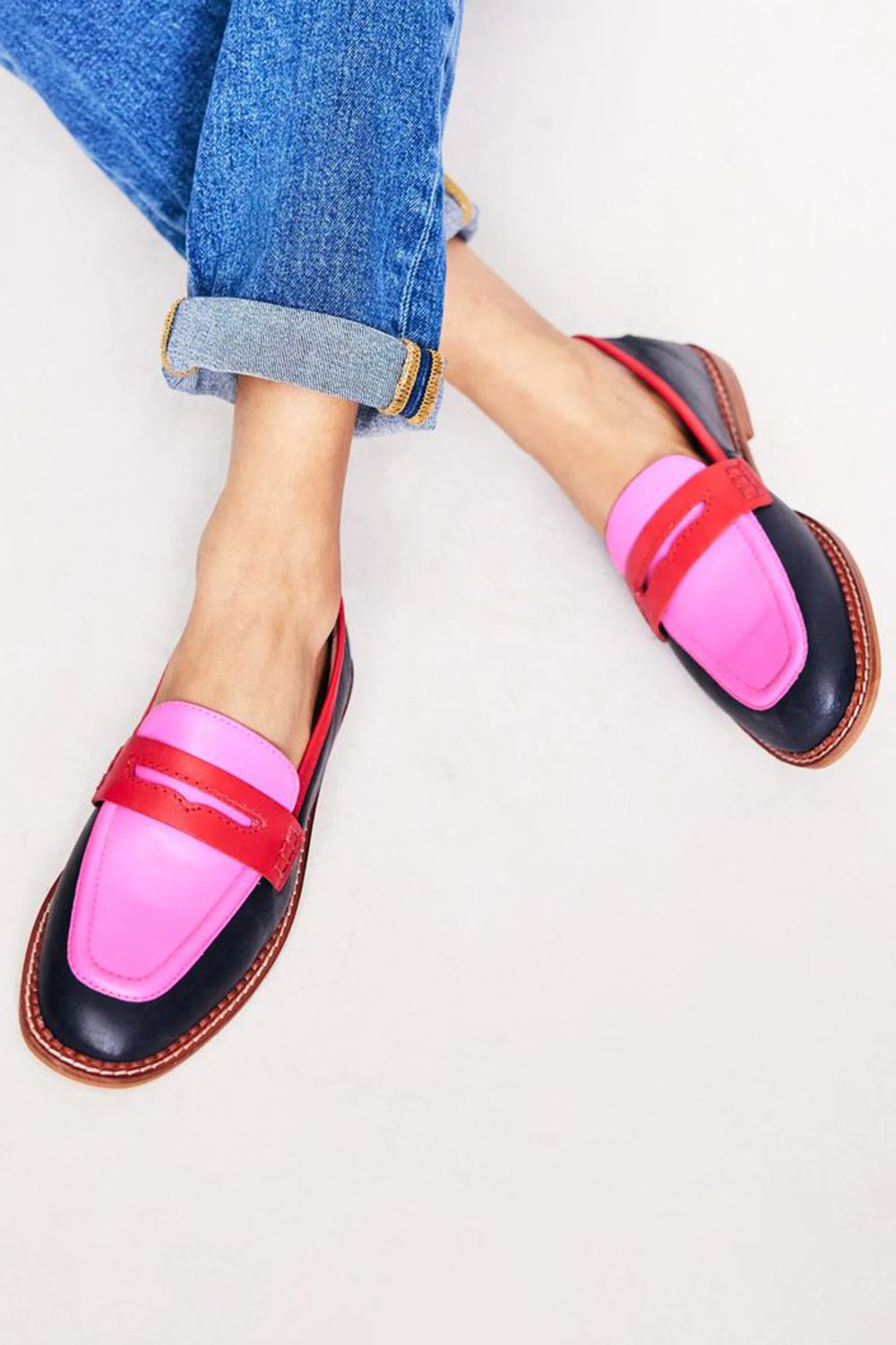 Blanca™ - Mocasines con acento colorido
