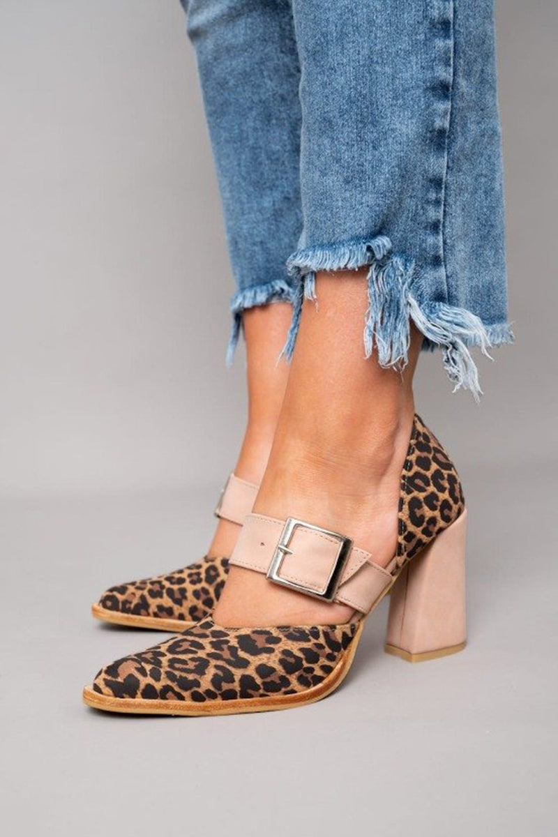 Blanca™ - Sandalias de gamuza con estampado leopardo y tacón estable