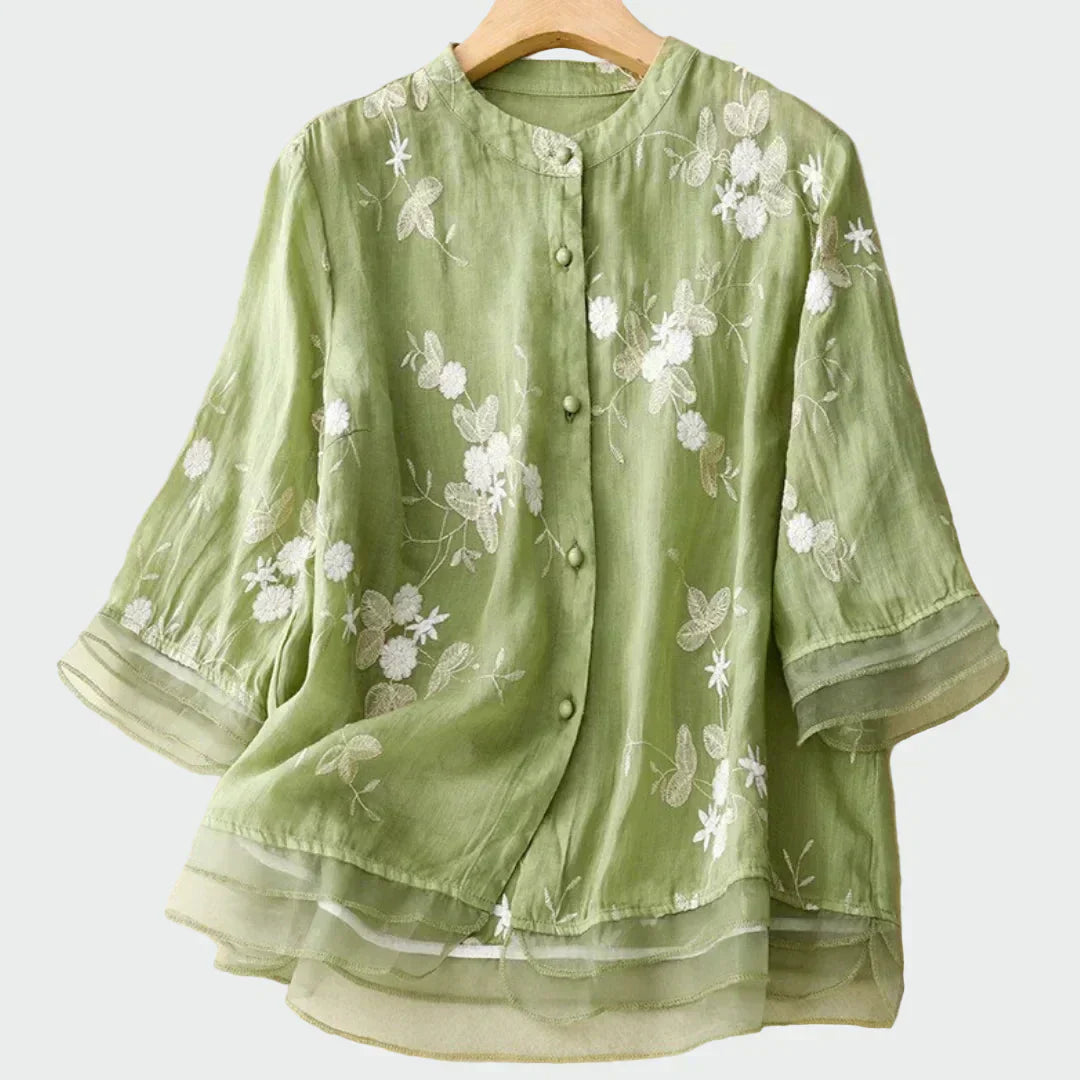 Zoe - Camisa bordada fina