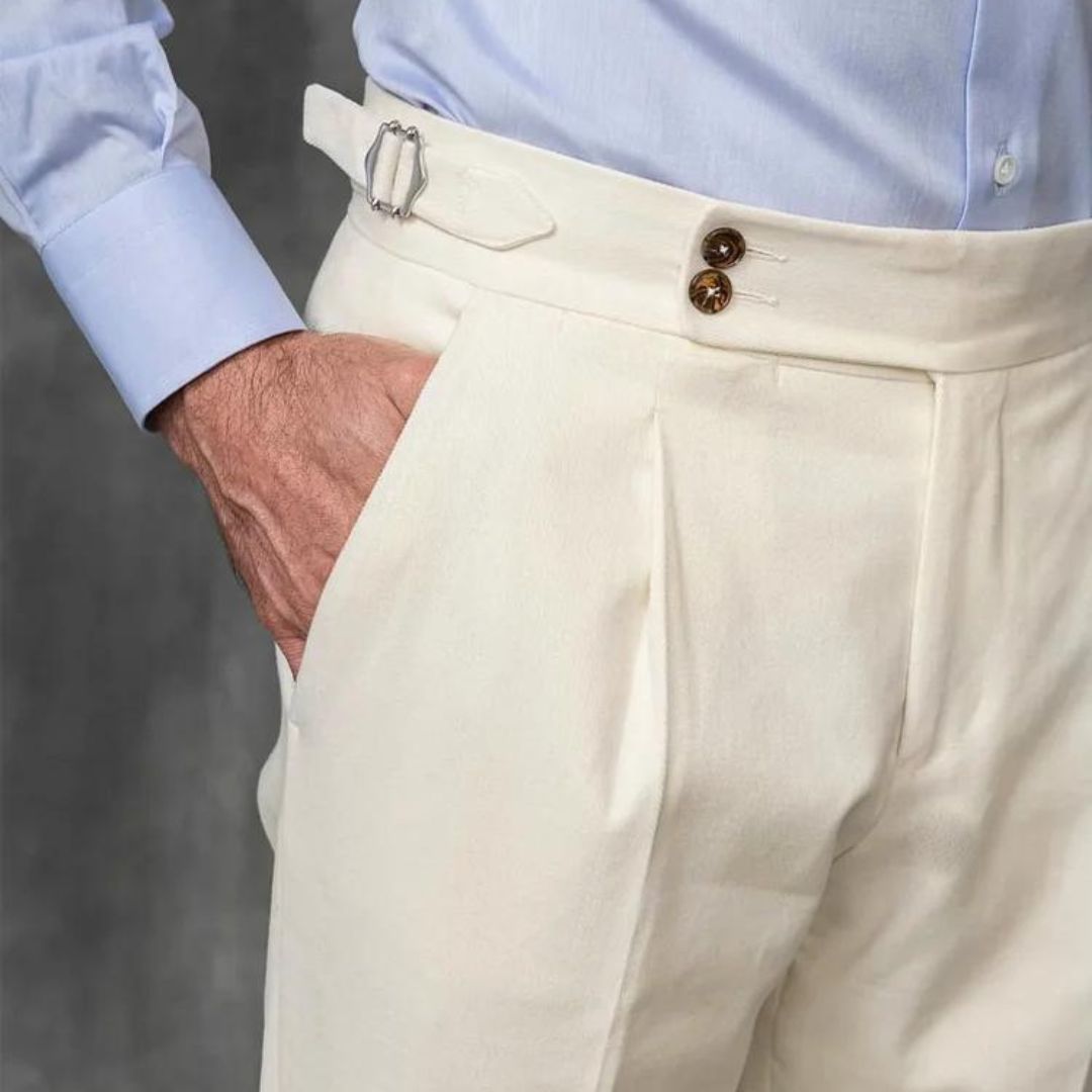 Alessandro™ - Pantalón beige de lujo con diseño distinguido