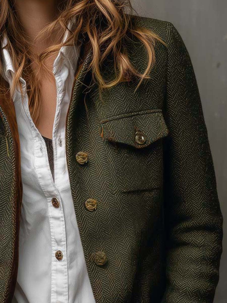 Onorina | Saco vintage chevron con ribetes en contraste