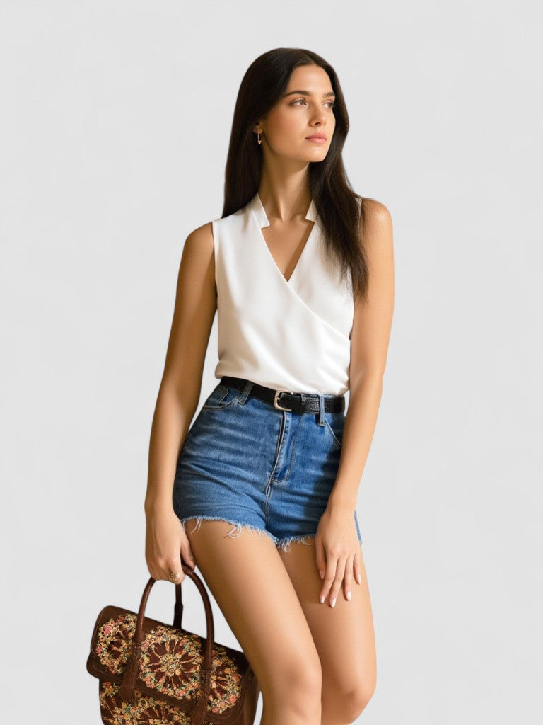 Salete - Top suave con escote en V