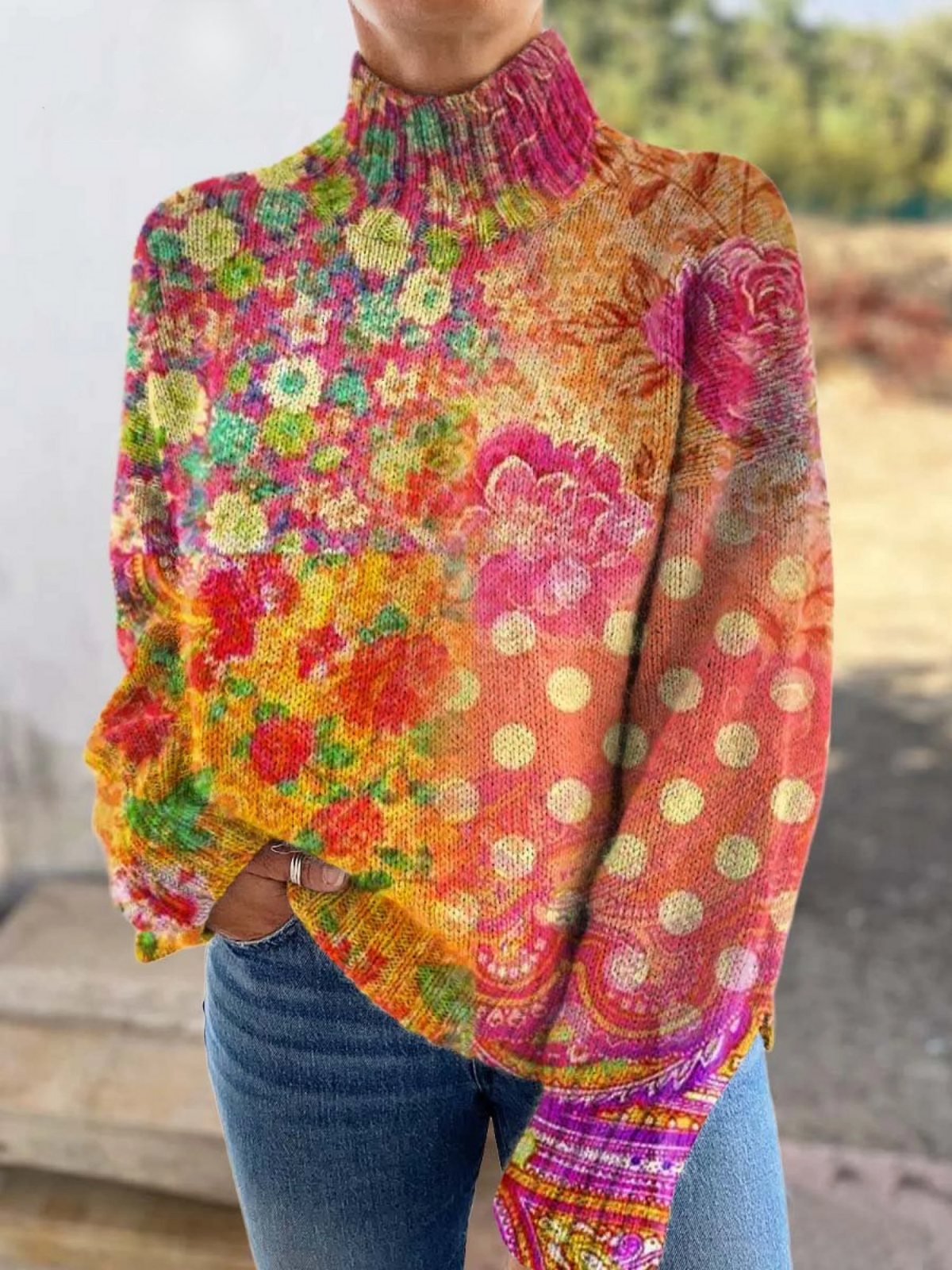 Abigail | Suéter floral con lunares