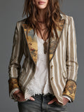 Paloma | Blazer con solapas y estampado de rayas bohemio