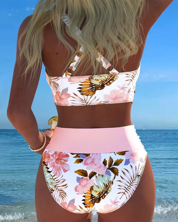 Angelina | Bikini floral reductor en contraste