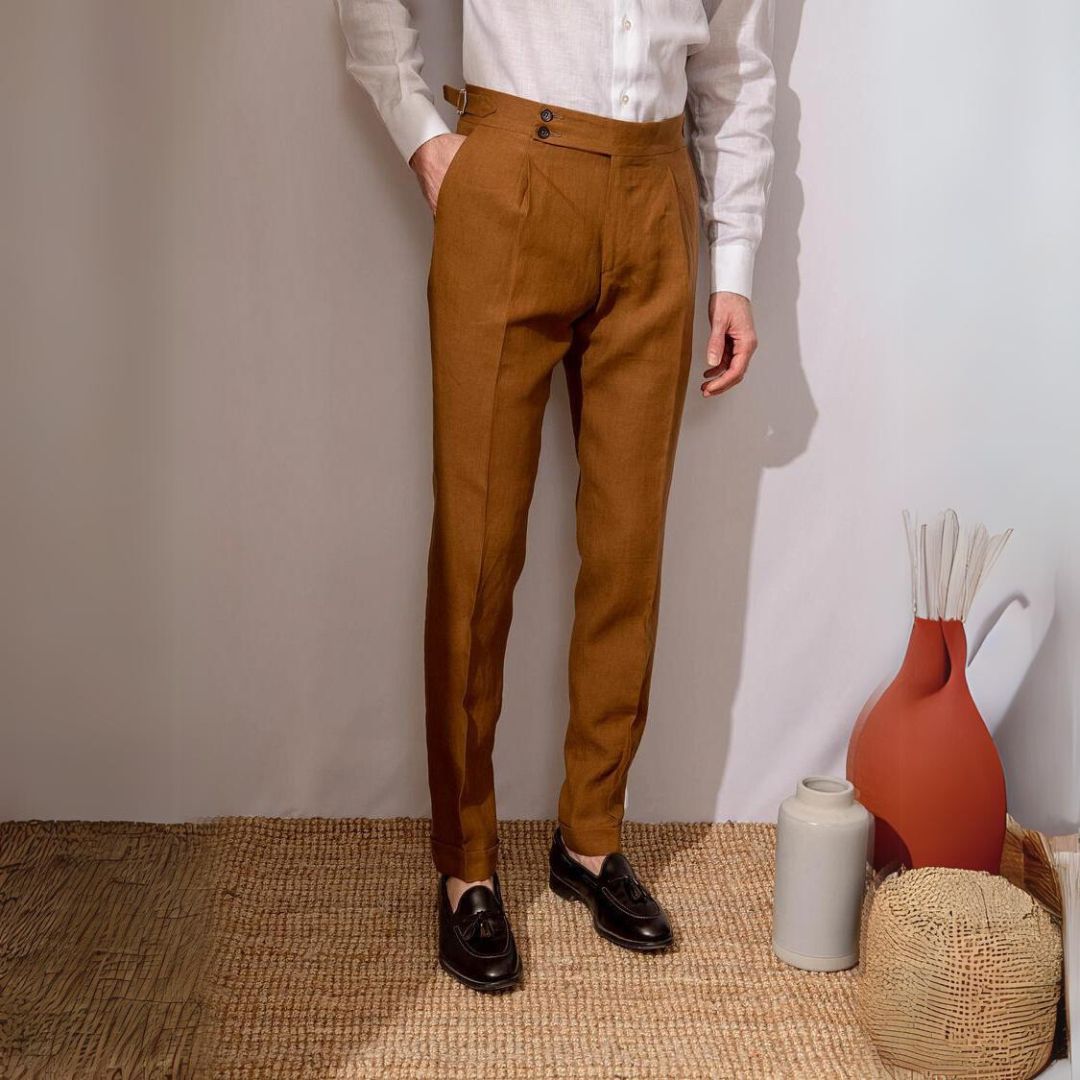 Alessandro™ - Pantalón beige de lujo con diseño distinguido