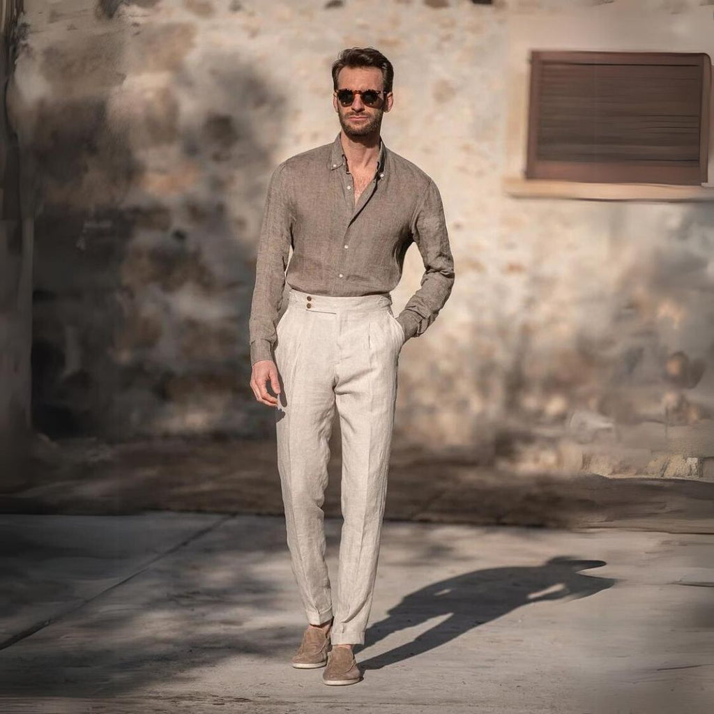 Alessandro™ - Pantalón beige de lujo con diseño distinguido