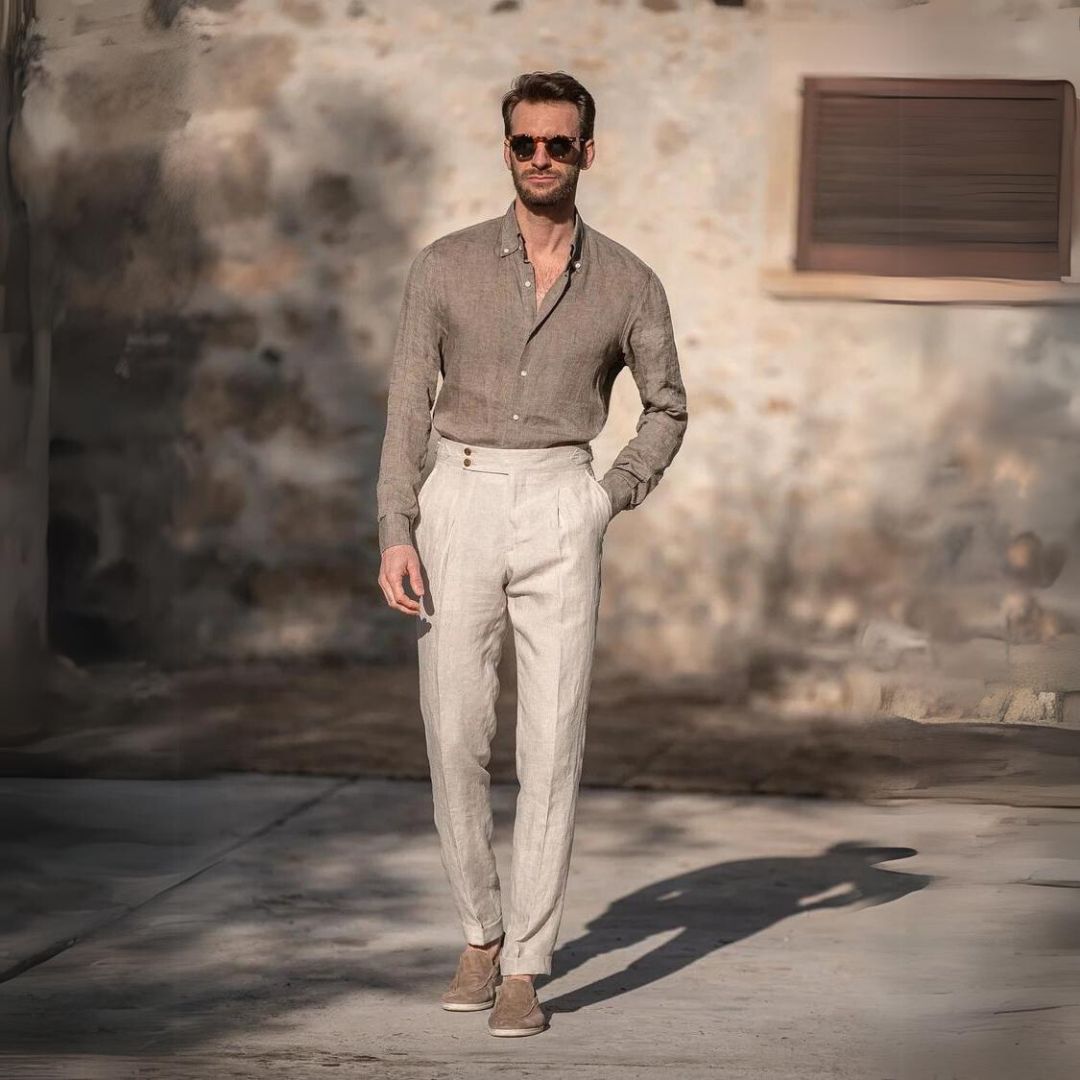 Alessandro™ - Pantalón beige de lujo con diseño distinguido