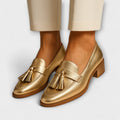 Blanca™ - Mocasines dorados femeninos