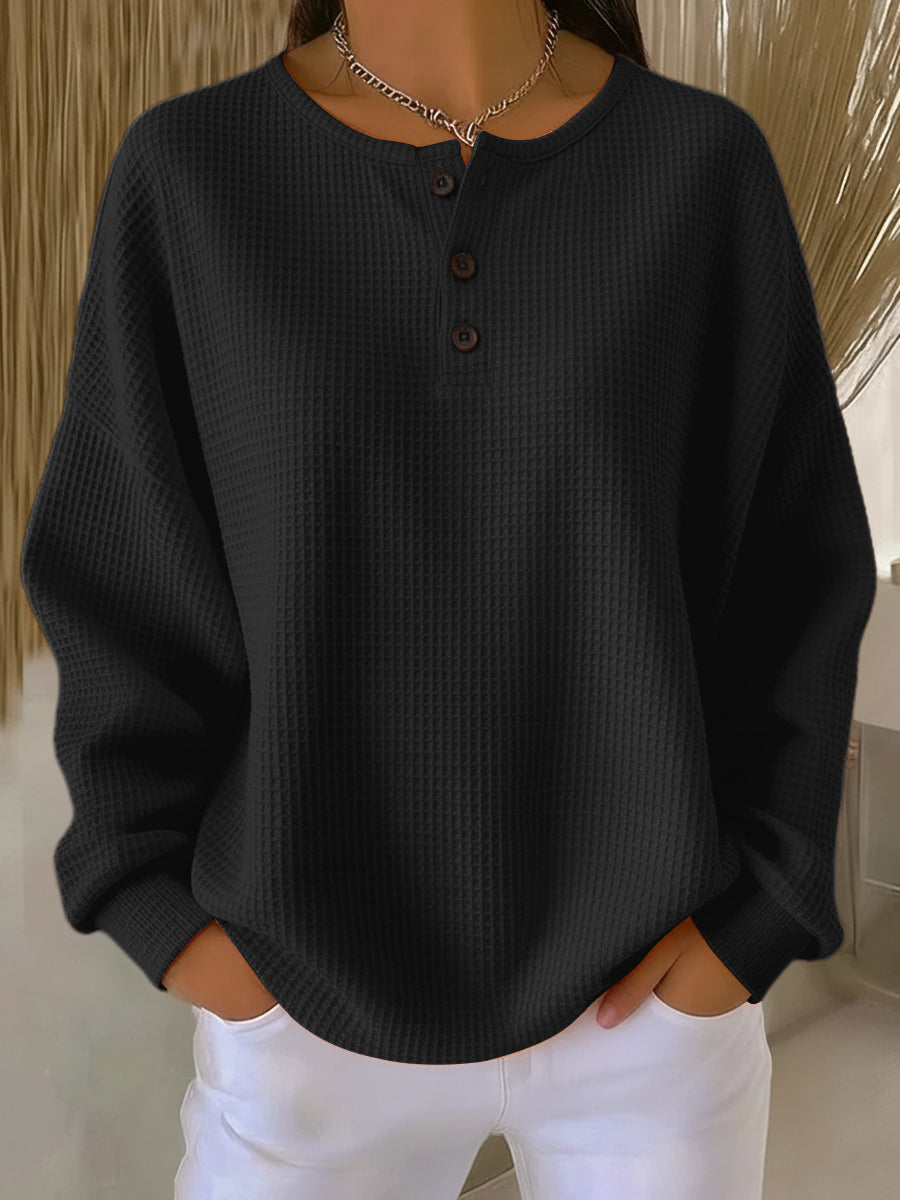 Milagros | Sudadera Henley texturizada