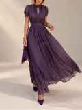 Kalina | Vestido Largo de Gasa con Cuello Alto