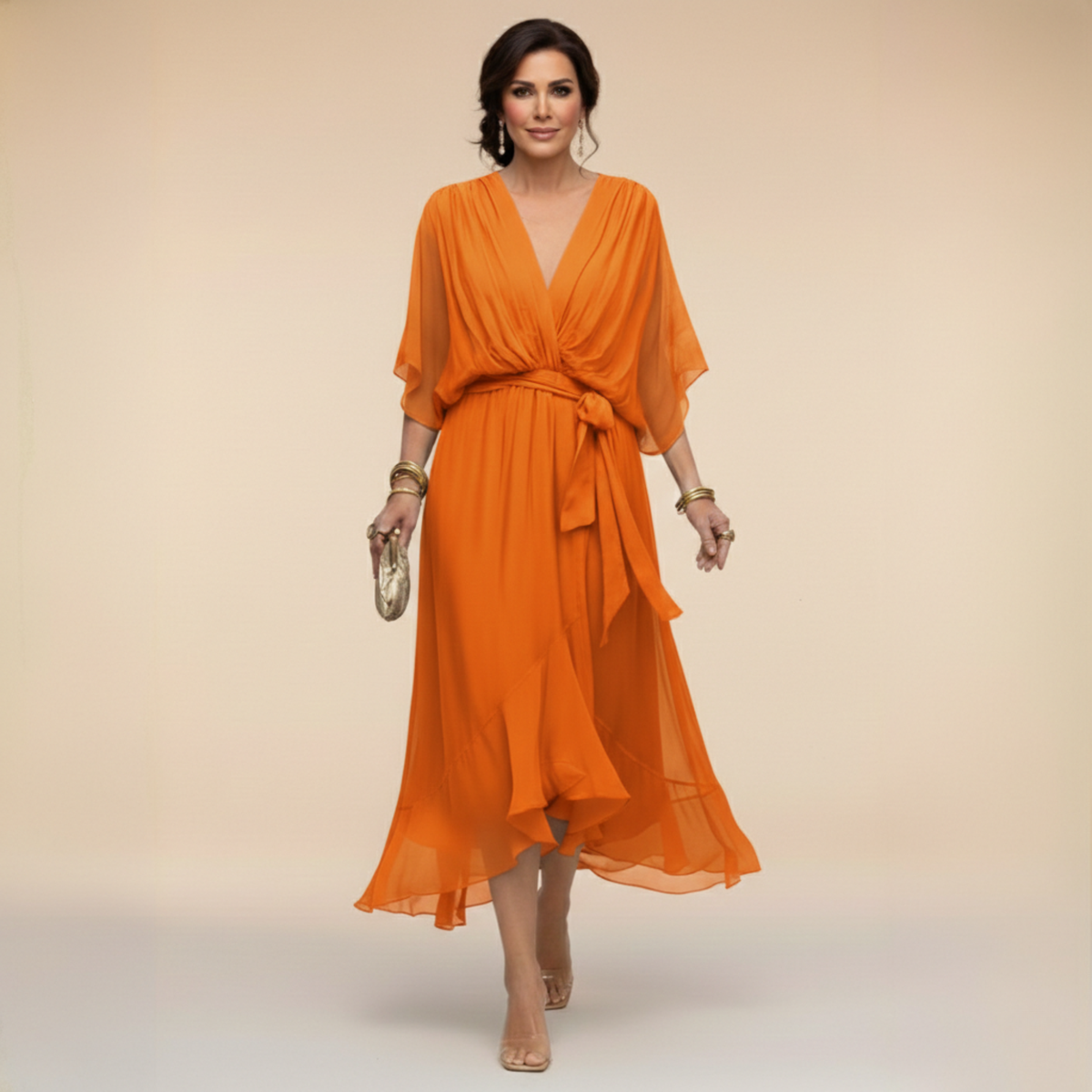 Mónica | Vestido de chiffon con escote en V