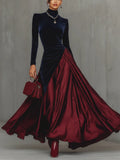 Lucrèce | Vestido Largo Bicolor de Terciopelo y Satín