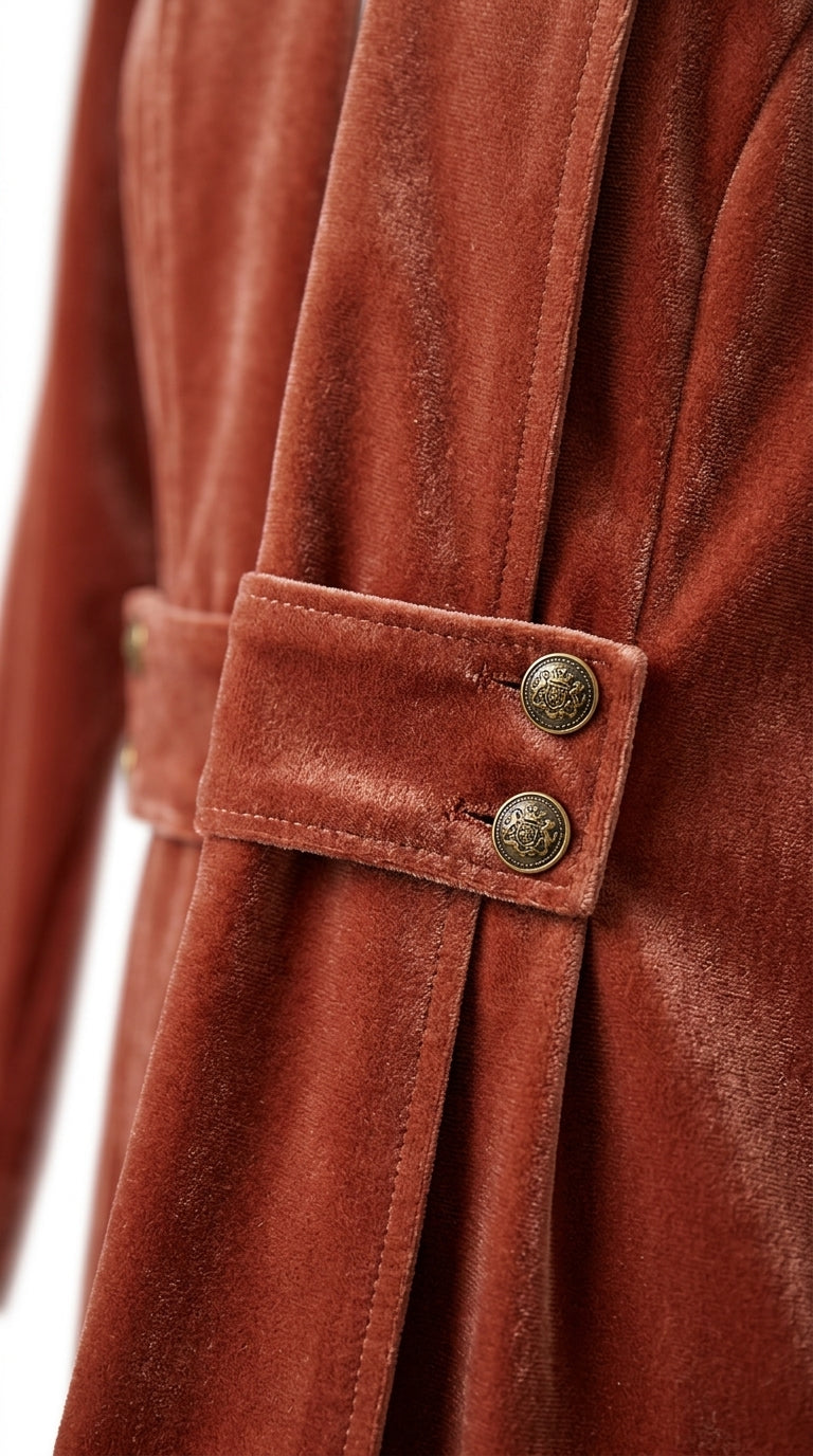 Siena | Cárdigan Largo de Terciopelo Óxido