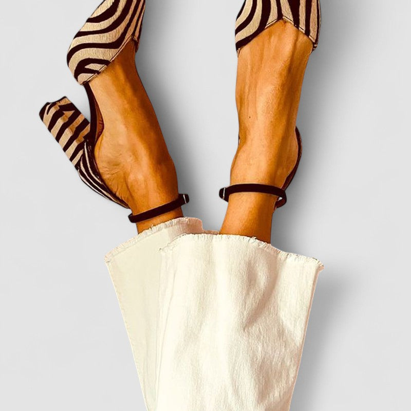 Blanca™ - Sandalias de tacón medio con estampado de cebra elegante