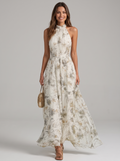 Mariluz | Vestido largo floral con cuello Halter
