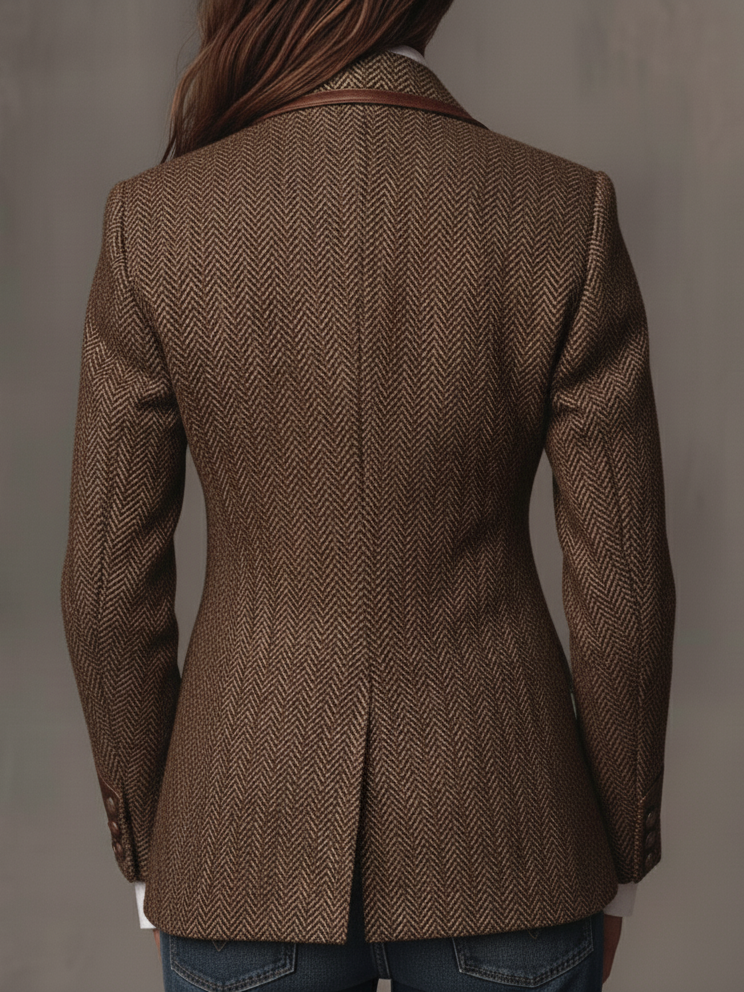Renata | Blazer de espiguilla con paneles estampados