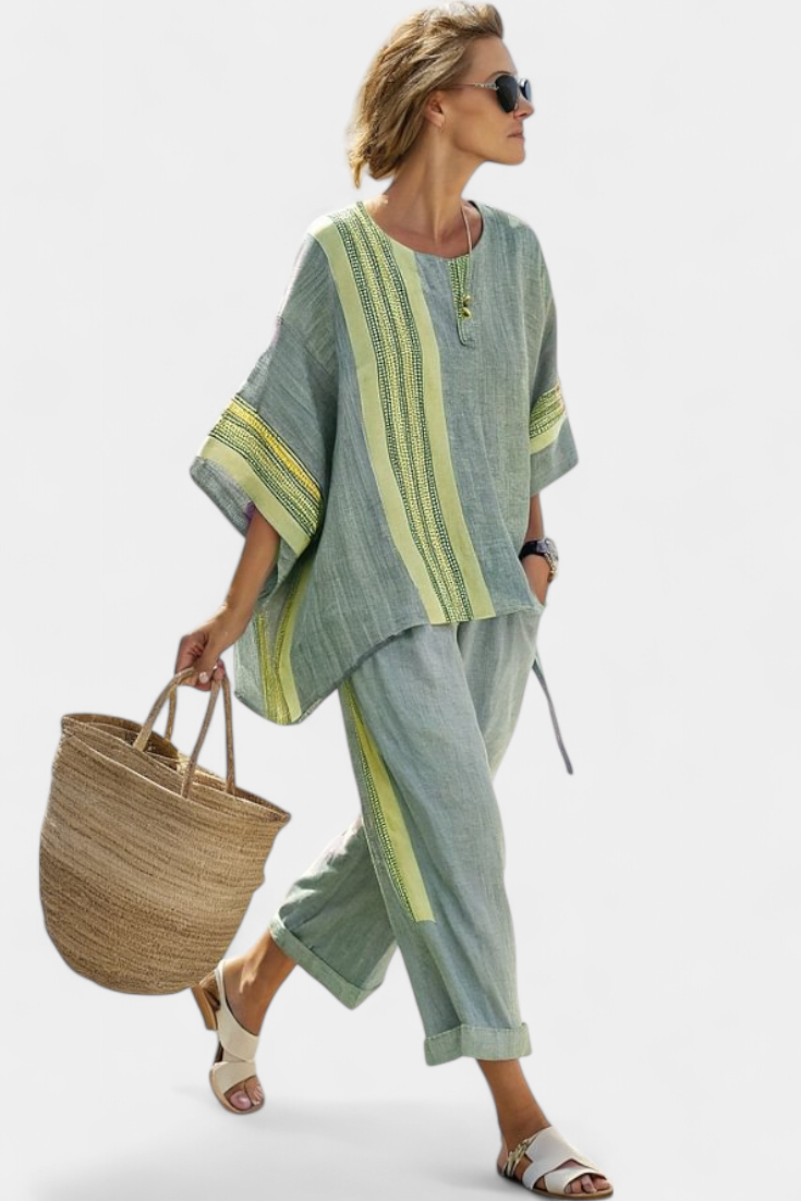 Lorena - Conjunto boho de lino y bambú