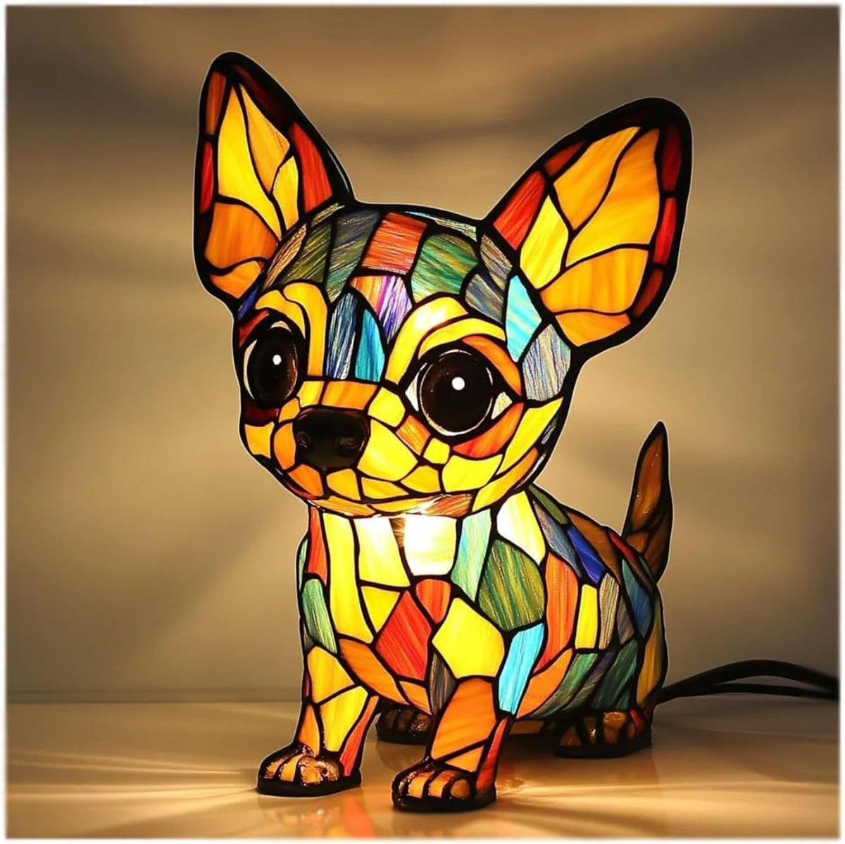 Patoune – Lámpara Mágica de Perrito Estilo Vitral