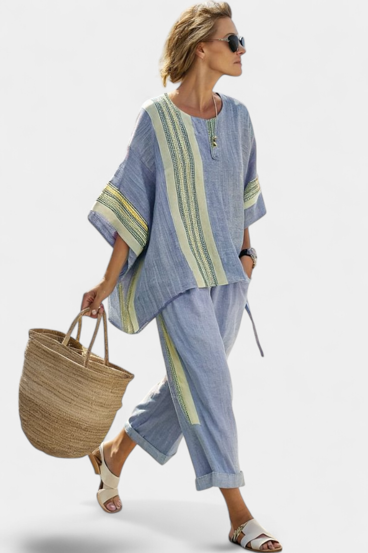 Lorena - Conjunto boho de lino y bambú