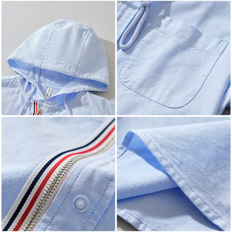 Luis™ - Chaqueta ligera celeste premium con capucha moderna