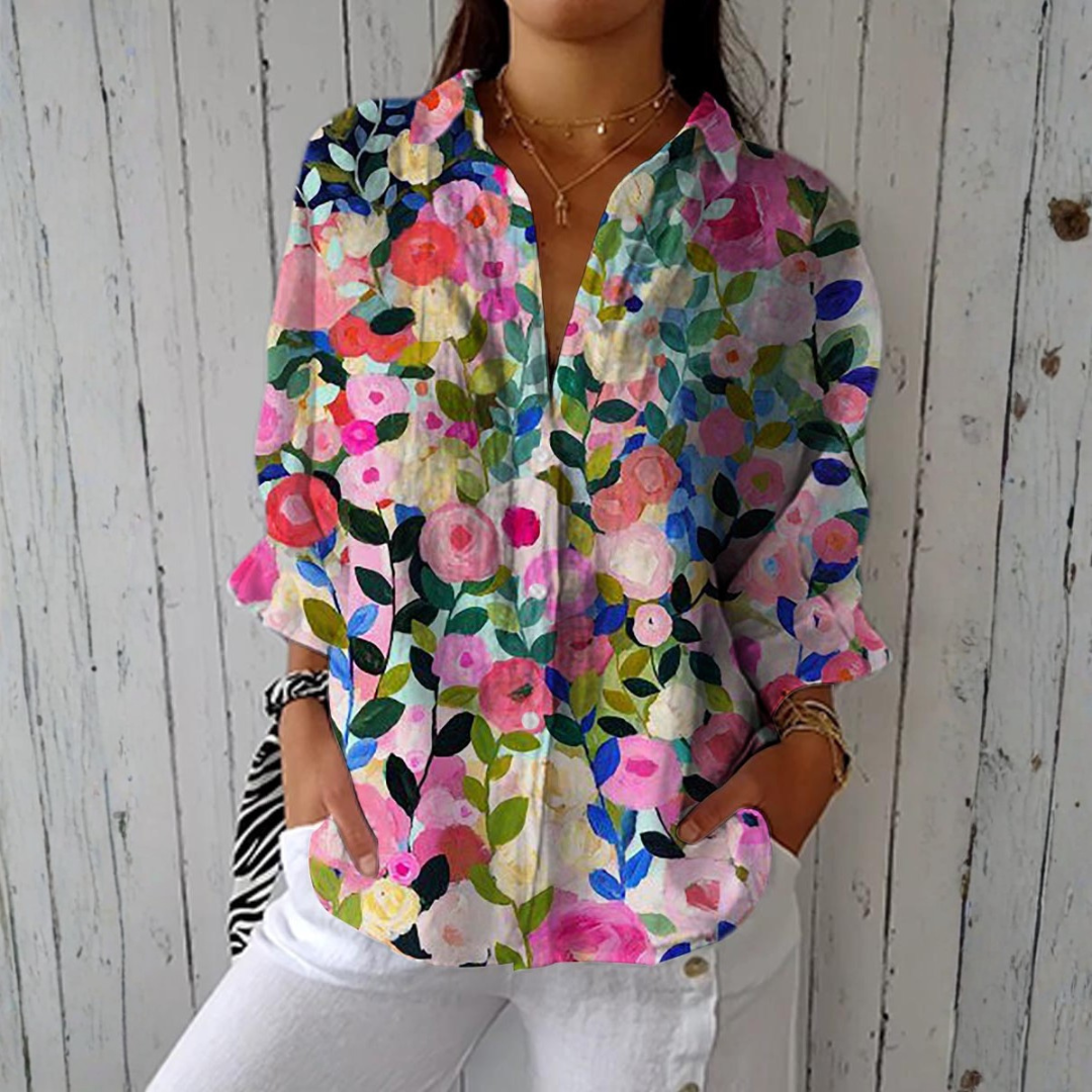 Camisa Silvia™ | Estampado floral pintado a mano con elegancia