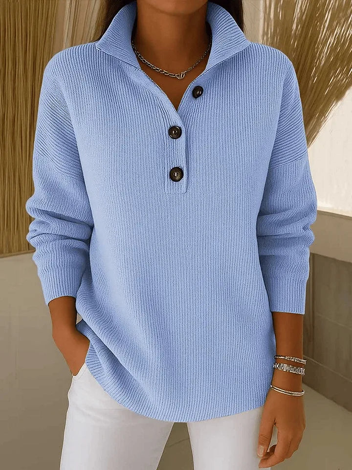 Amparo | Suéter polo de punto con cuello en V