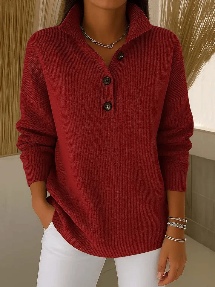 Amparo | Suéter polo de punto con cuello en V