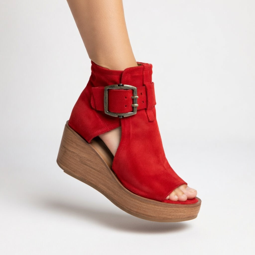 Violeta | Botines con cuña y punta abierta en estilo moderno