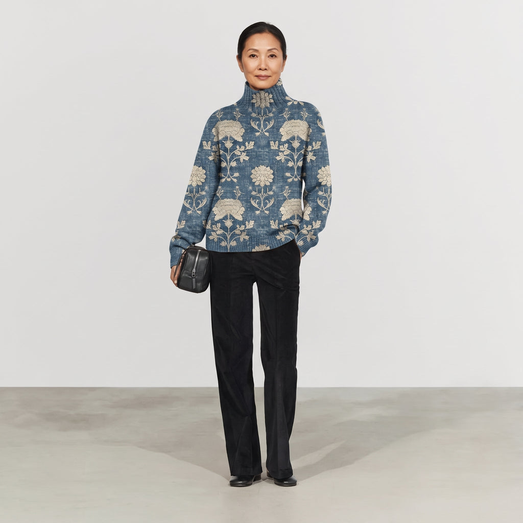 Suéter Floral Cuello Alto
